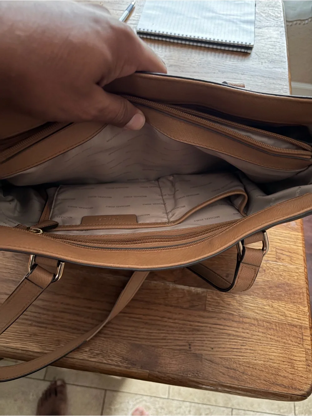 Michael Kors Two-Tone Brown & Tan Tote with Front Zip Pocket